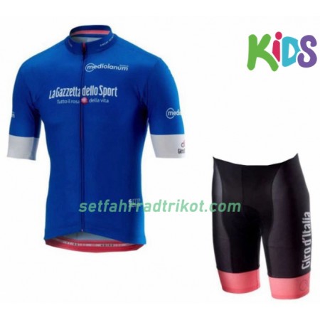 Set Azurblaues Fahrradtrikot + Radhose Kurze 2018 Giro d'Italia Kinder